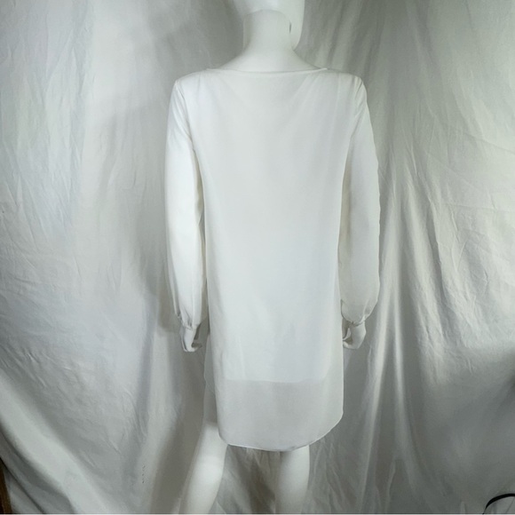 Women’s White Sheer Layered Hollow Out Sleeve Tunic Top - Picture 5 of 5